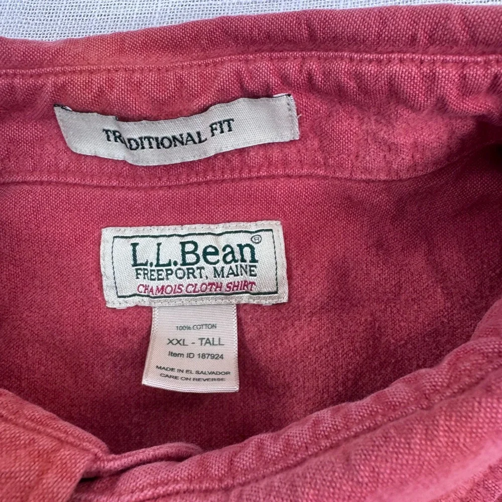 LL Bean Chamois Cloth Shirt Men XXL Tall Orange Red Outdoor Rugged Cabin Work